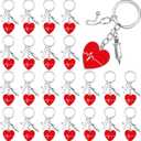 Yinki 24 Pcs Nurses Keychain Nurse Week Party Favors Gifts Appreciation Gifts for Women (Red Heart)