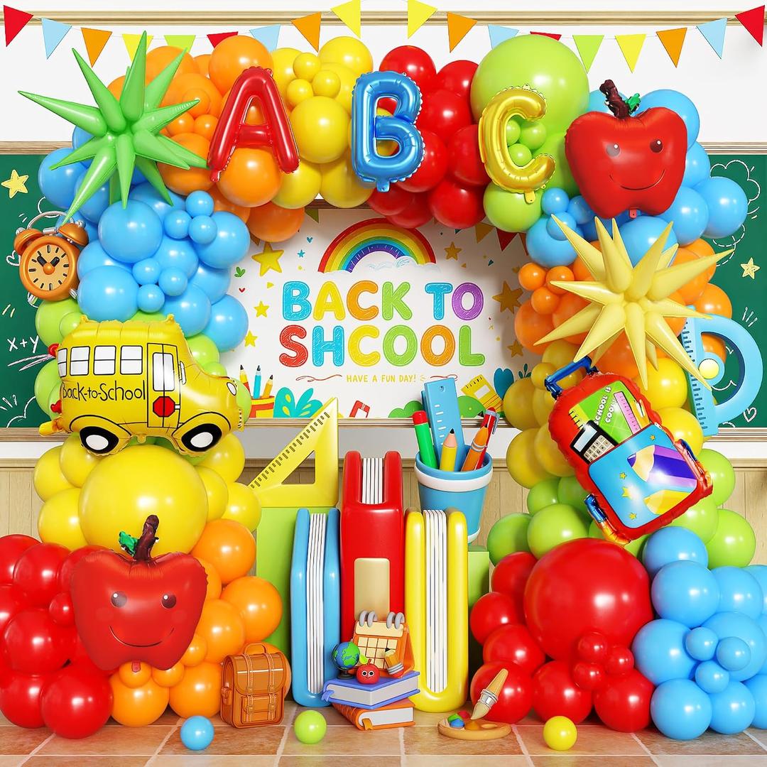 154pcs Back to School Balloon Arch Kit,Back to School Balloons with apple balloons for first day of school decorations,welcome back to school party,back to school decorations