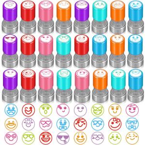 Yinder 24 Pcs Teacher Stamps for Classroom Self Inking School Classroom Stamps Bulk for Teachers Elementary Colorful Motivational Encouraging Valentines Gifts(Expression)