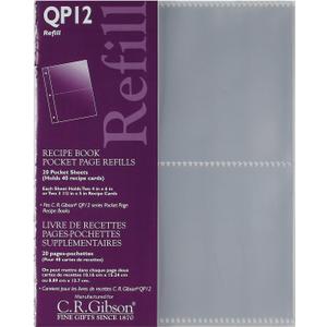 CR Gibson QP-12 Small Recipe Book Pocket Page Refill 20 sheets
