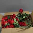 50 PCS Fake Red Roses, Artificial Red Flowers Bulk Realistic Silk Faux Rose with Stems for Wedding Decoration Anniversary Bridal Bouquet DIY Floral Arrangement Romantic Home Decor Gifts