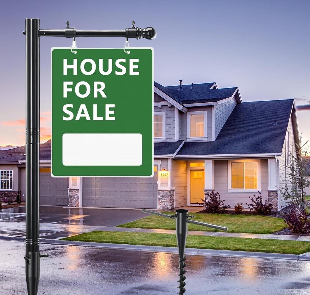 Real Estate Sign Posts,65-85 inch Sturdy Adjustable Commercial Realtor Home for Sale Hanging Ads for Yard Open House Outside Estate Sale Signs Realtor Sign(Not including billboards) (Black)