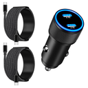 [Apple MFi Certified] iPhone 17 Car Charger Fast Charging, Linocell 90W Dual PD Power Cigarette Lighter USB-C Car Charger Pack Type-C Cord for iPhone 17/17 Pro Max/16 Pro/15/Galaxy S25/S24/Pixel 2 PACK