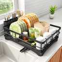 SAYZH Dish Drying Rack  Stainless Steel Dish Rack for Kitchen Counter, LargeCapacity Dish Drainer with Cutlery Holder, Kitchen Organizer for Dishes, Spoons and Forks, Silver