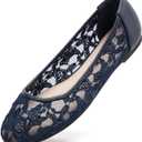 Greatonu Women Shoes Cut Out Slip On Synthetic Lace Ballet Flats (7 US, Navy)
