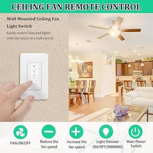 Dimmer Switch & Ceiling Fan Remote Control, 4-Speed Wall Switch, 2 in 1 Light and Ceilig Fan Combination, Single Pole, Neutral Wire Needed, Compatible with Hampton Bay Harbor Breeze Hunter