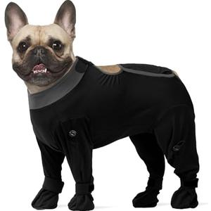ROZKITCH Post-Surgery Dog Recovery Suit, Anti-Licking Bodysuit for Dogs, Neuter & Spay Recovery Shirt, Full Coverage Surgical for Medium Dogs, Cone Alternative Four-Sleeve Black L