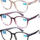 K KENZHOU Blue Light Reading Glasses for Woman Men Computer Gaming Phone TV Bluelight Blocking Glasses for Eye Strain,3-Pack (C1c7c10)
