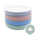 Elk and Friends Kids 7.8” Porcelain White Divided Plates with Silicone Suction Sleeves | Suitable for Babies/Toddlers | Microwave & Dishwasher Safe | Stay Put Dinnerware | Snack Dishes | 4 Pack