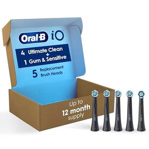Oral-B iO Ultimate Clean Replacement Brush Heads, 4 Count, 4 Ultimate Clean + 1 Gum & Sensitive Black