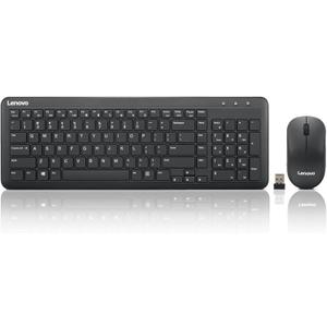 Lenovo 300 Wireless Combo Keyboard and Mouse, 2.4 GHz Nano USB-A Receiver, Batteries Included