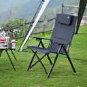 Aluminum Reclining Camping Chair, Heavy Duty Folding Lawn Chairs with 4-Stage Adjustable High Back for Adults, Compact Foldable Outdoor Patio Reclining Chair (Black, 1 Pack)