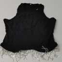 High Street Sexy Hem Tassel Diamond Beading Knitting T Shirt Chic Short Camis Tank Lady Slim Crop Vest Tops, XL