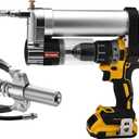 Electric Grease Gun Drill Adapter with 14 OZ Load, Locking Grease Gun Coupler, 12 Inch High Pressure Hose, Extension Rigid Pipe, Pneumatic Tool, Universal Conversion Gun Head