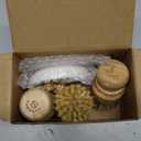 SUBEKYU Bamboo Dish Scrub Brushes, Kitchen Wooden Cleaning Scrubbers Set for Washing Cast Iron Pans/Pots, Set of 3 (Ceramic Dish+ 1p Palm+ 2p Sisal)