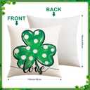 Artscope St Patricks Day Clover Throw Pillow Covers 18x18 Inch Set of 2, Polka Dot Shamrock Decoration Pillow Cases for Home Sofa Couch