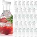 30 Packs Plastic Carafe with Lids, 34 oz Clear Mimosa Juice Containers, Acrylic Beverage Carafe Pitcher Drink Containers for Fridge Outdoor Iced Tea Juice Party Mimosa Bar (Stylish)