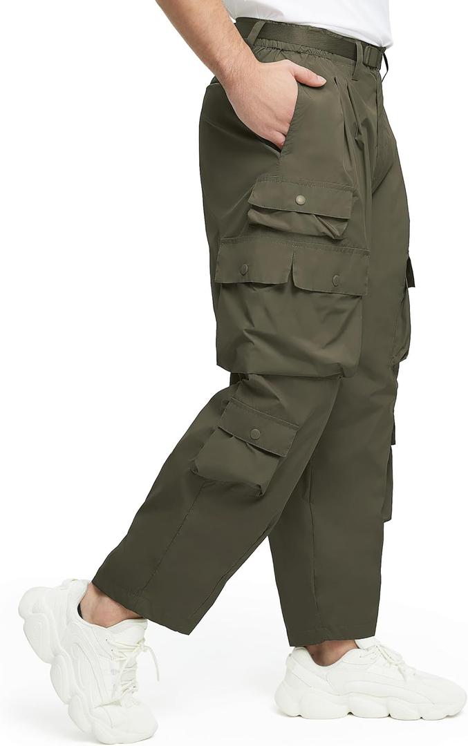 Mens Casual Pants Hiking Pants Cargo Pants Loose Elastic Waist Running Joggers Outdoor Pants (42, Olive Drab)