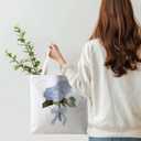 Floral Tote Bag, Blue Summer Floral Flower Hydrangea Canvas Tote Bag for Women, Hydrangea Gifts for Women, Coastal Summer Gift Reusable Grocery Shopping bags