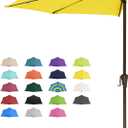 JEAREY 9ft Half Umbrella Outdoor Patio Umbrella Market Umbrellas with Crank, 1/2 Round Wall Umbrella 5 Sturdy Ribs UV Protection for Pool Garden Balcony Deck, Yellow