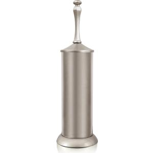 Stain Nickel Toilet Brush and Holder，Extra Long Handled Toilet Brush for Bathroom，Stainless Steel Heavy Duty Toilet Bowl Brush,Deep Cleaning Modern Toilet Cleaner Brush Space Saving, Covered Brush