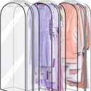 MISSLO 10" Gusseted All Clear Garment Bags for Hanging Clothes 50" Dress Bags for Closet Storage Coat Protectors for Suits, Gowns, 3 Packs
