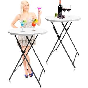 Folding 2-Pack 32in Bar Table Round Foldable Cocktail Table for Indoor and Outdoor Use Compact Design Portable Ideal for Parties Events Dining and Gatherings