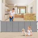 Upgrade 120 inch Retractable Baby Gates, EZIGO Extra Wide Baby Gate for Large Opening Extra Long Mesh Gate for Kids or Pet Dog Gate Child Safety Gate for Stairs Hallways Doorway Indoor Outdoor, Gray