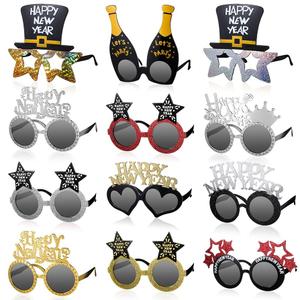 7 Pairs Happy New Year Glasses New Year's Eve Sunglasses Novelty 2025 Plastic Glasses Photo Props(Stylish Styles)