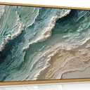 KIRFOLUC Large Abstract Beach Wall Art Textured Wave Seascape Wall Decor, 40"L x 20"W