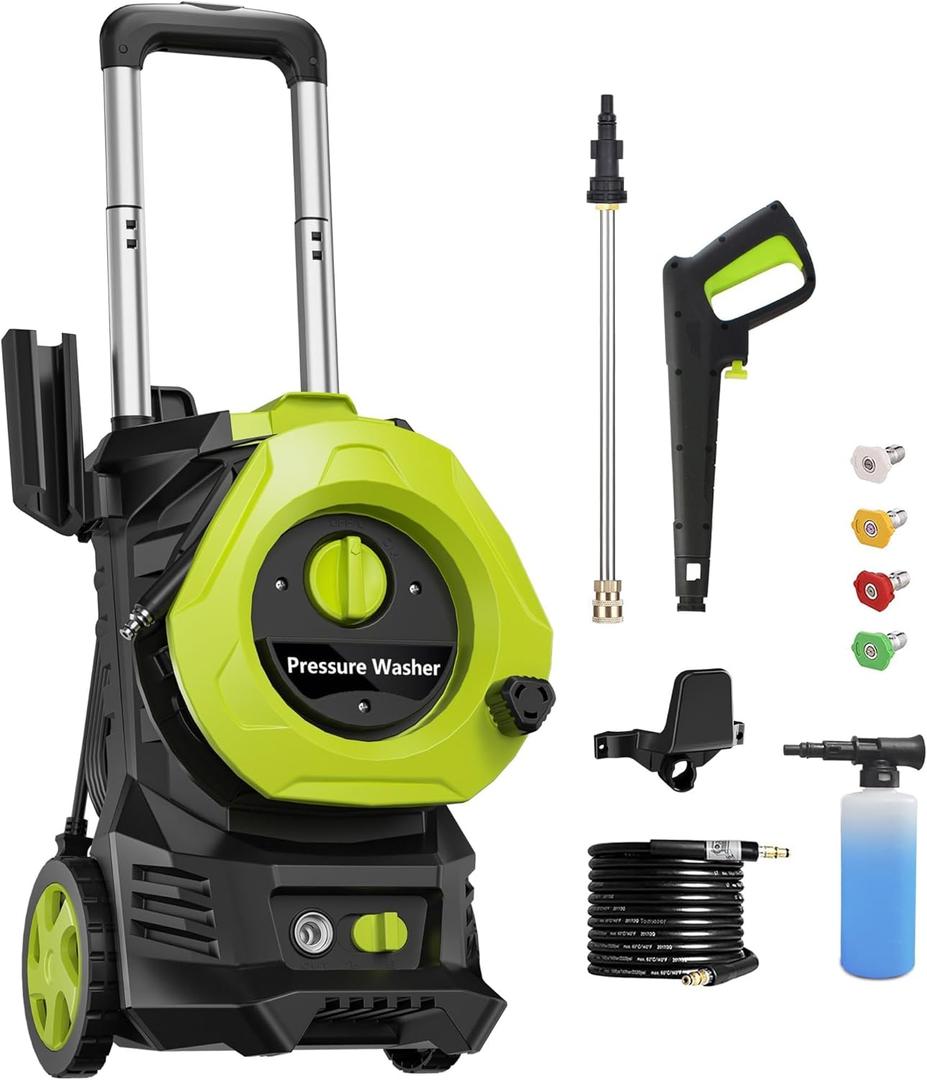 Electric Pressure Washer 4800PSI-Max 2.9GPM Power Washer with 25 Feet Hose,16.4 Feet Power Cord, Car Wash Machine Yellow Ideal Cleaning for Garden