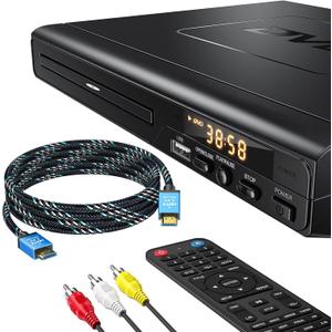 DVD Players for TV with HDMI, DVD Players that Play All Regions, Simple DVD Player for Elderly, CD Player for Home Stereo System, Included HDMI and RCA Cable, 10ft HDMICable