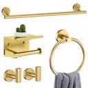 5-Piece Towel Bar Set Brushed Gold Bathroom Hardware Accessories Set Includes Multi-Purpose Toilet Paper Holder,Towel Holder Sets for Bathroom Stainless Steel Wall-Mounted 23.6in