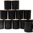 14 OZ Thick Candle Jars for Making Candles 12 Pcs, 3 Wick Empty Jars with Wood Lids for Candle Making, Sample Container,Matte Black
