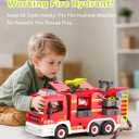 Large Fire Truck Toy with 2 Firefighters & Rescue Tools, Lights & Siren Sounds, Assemble & DIY Fire Rescue Truck Vehicle Toy for Boys Girls Christmas Birthday Gifts Kids Toys for 3 4 5 6 7 8 Years Old