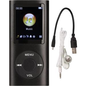 MP3 Player, Portable Lossless Sound Slim MP3 Music Player with Earphone, 1.8 Inch LCD Screen Digital Music Player, Memory Card Not Included(Black)