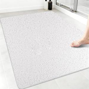 Large Shower Mat Non Slip: 47 x 32 Inch Non Slip Shower Mats for Inside Shower, Anti Slip Shower Mat, Soft Loofah Shower Matt, Shower Floor Mat for Shower, PVC Shower Stall Mats for Elderly (White)