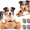 Freeze Bone for Dogs - Frozen Treat Chew Dog Toy for Aggressive Chewers to Keep Them Busy, Ice Cream Holder Freezebone with Mold Cups, Fillable Cognitive Licking Toy (Coffee)