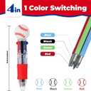 Baseball Party Favors baseball Pens Multicolor Pen in One Cute Fun 4-in-1 Pens Bulk Cool Ballpoint Pens for Birthday Gifts Teacher Supplies (Baseball, 48)