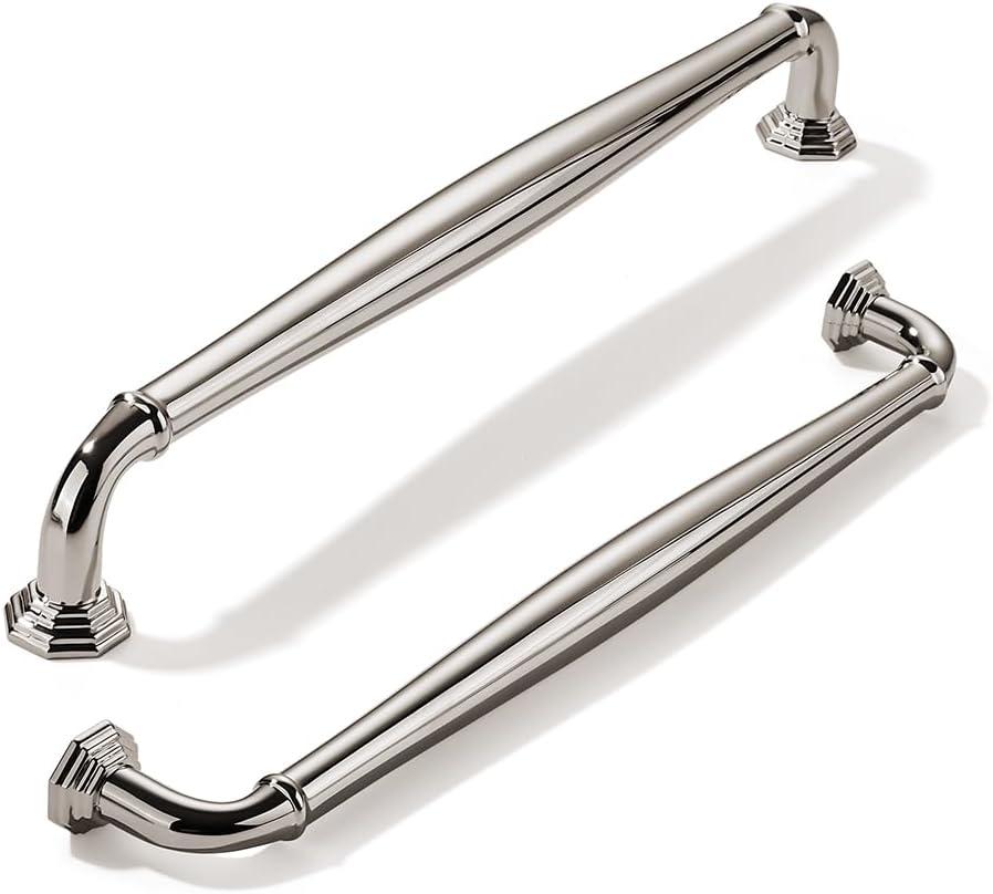 khtumeware 5 Pack 10 Inch(256mm) Polished Nickel Heavy Duty Solid Cabinet Handles Cabinet Pulls Heavy Duty Solid Cabinet Hardware for Cupboard Drawer Pulls Dresser Handle
