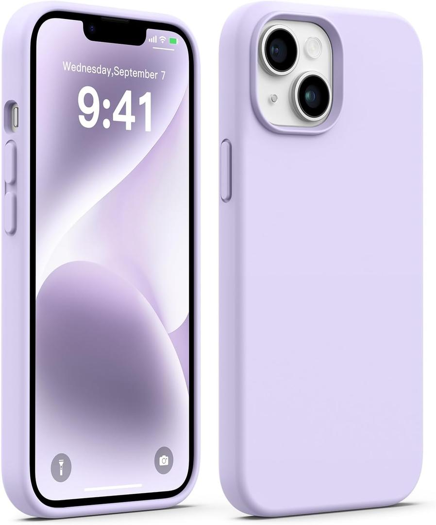 AOTESIER Compatible with iPhone 14 Case, Full Body Food-Grade Silicone Wear-Resistant, Anti-Drop Protection with Soft Anti-Scratch Microfiber Lining Phone Case for iPhone 14, 6.1 inch,Cloud Mauve