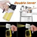 Oil Spray Bottle, 2 in 1 Oil Dispenser and Oil Sprayer, 16 oz Premium Glass Oil Sprayer for Cooking, Food Grade Oil Spray Bottle for Air Fryer, Salad, BBQ (Beige)
