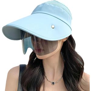 2025 Large Wide Brim Sun Hat for Women Goggles UV Protection Beach Visor Cap Sports Golf Hiking (Sky Blue)