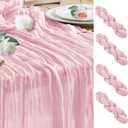 Wokceer Cheesecloth Table Runner 4Pack 10FT Blushing Pink Christmas Gauze Cheese Cloth Table Runner for Party Easter Rustic Sheer Table Runners for Baby Bridal Shower Wedding
