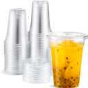 Eupako 9 oz Plastic Cups with Lids 100 Sets, Disposable Clear Cups with Lids, Cold Drink Containers for Beverage, Parfait, Smoothie