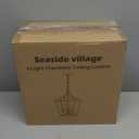 4 Light Chandelier, Industrial Ceiling Light Black Lantern Light Fixtures with Farmhouse Metal Cage Adjustable Height Rustic Geometric Hanging Light E12 Base for Kitchen Island, Entryway, Indoor