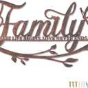 AUHOKY Family Where Life Begins Love Never Ends Word Sign Metal Wall Decor, Black Home Decor Wall Art Decorations, Letters Quotes Sign for Living Room Bedroom Kitchen Indoor Outdoor Decor(17.5 x 9in) (Retro Brown)