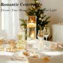 Set of 12 Glass Cylinder Vases for Centerpieces with 8 Pack Vase Filler 12 Pearl String 24 White Floating Candles for Table Centerpieces for Wedding Party Home Decor 5, 6, 8 Inch