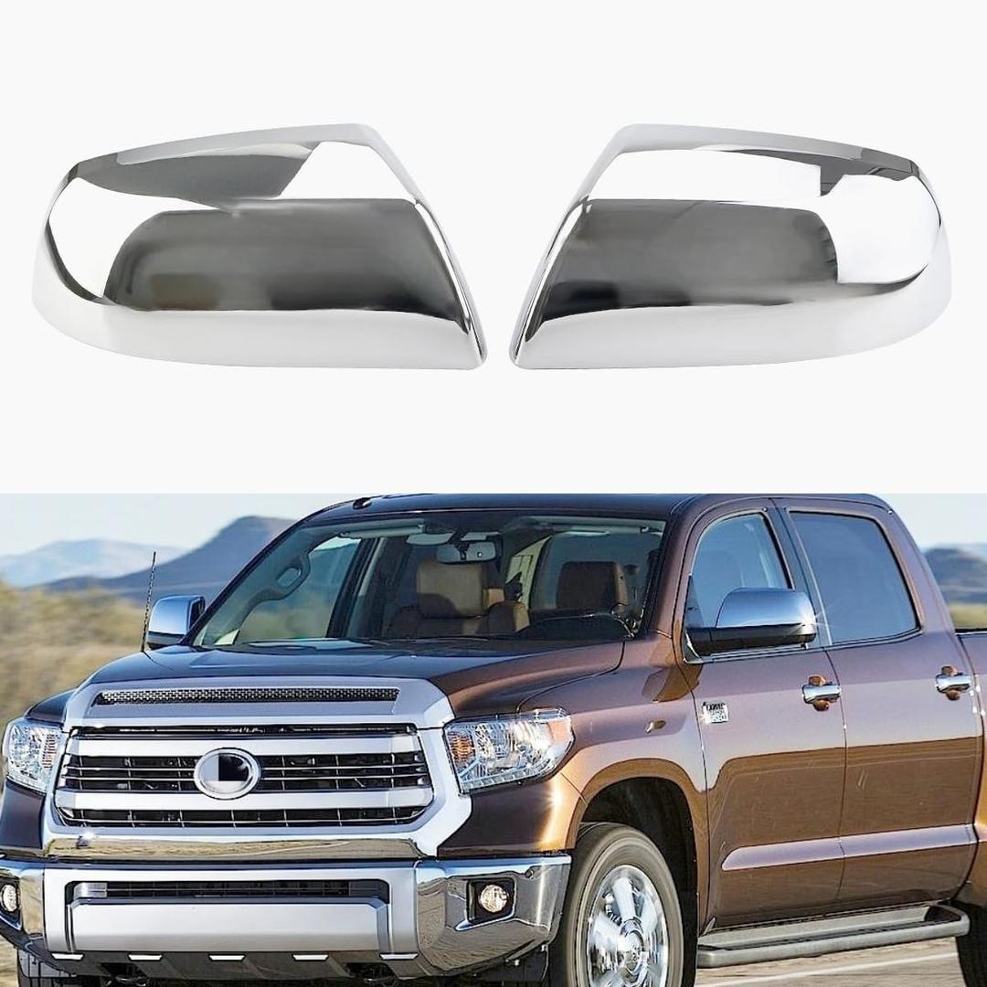 AUCERAMIC Chrome Mirror Covers Caps Fit for 2007-2019 Toyota Tundra 2008-2014 Toyota Sequoia