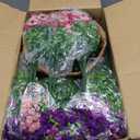 2 Pack Artfiticial Hanging Flowers Baskets for Outdoors, UV Resistant Faux Hanging Plants, 24 Pcs Fake Silk Flowers for Patio Garden Front Porch Balcony Decor (Mix 4 Colors)